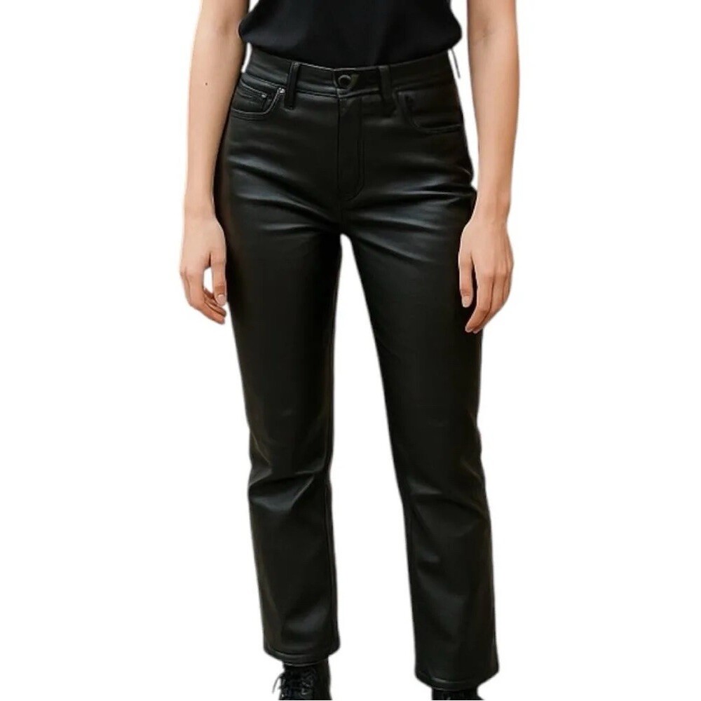 Tractr Pants Womens Size 14/32’Black High Rise Straight Leg 5-Pocket